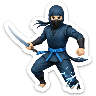 Water horse as a ninja, with a black ninja mask, wielding ninja stars, in water splash sticker