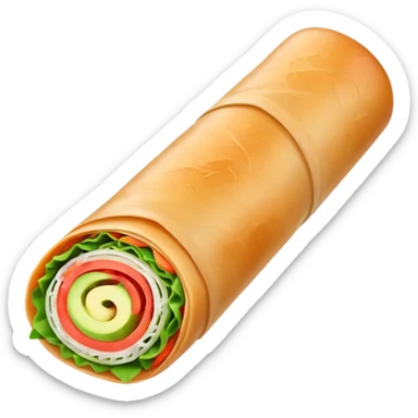 One Thai uncooked spring roll, Apple emoji style, no background, in 1x1 format sticker