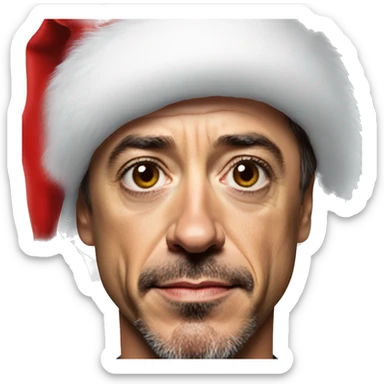 robert downey jr. with santa hat sticker