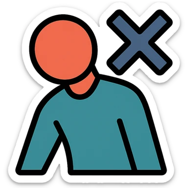 simple icon of a person with dramatically sloped shoulders, head turned away, symbolizing not shouldering a burden sticker
