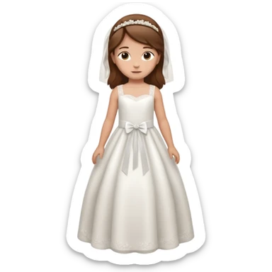 Niña pelo castaño, vestido boda, 5 años cuerpo entero sticker
