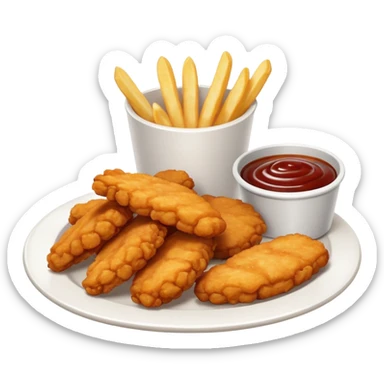 Chicken nuggets and fries with bbq sticker