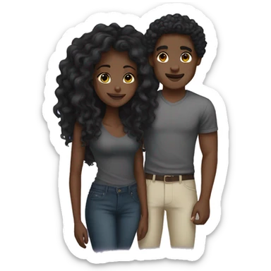 Black girl with long wavy hair with her mixed race boyfriend  sticker