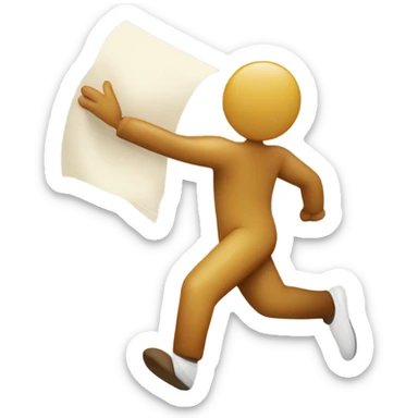 Person chasing paper sticker