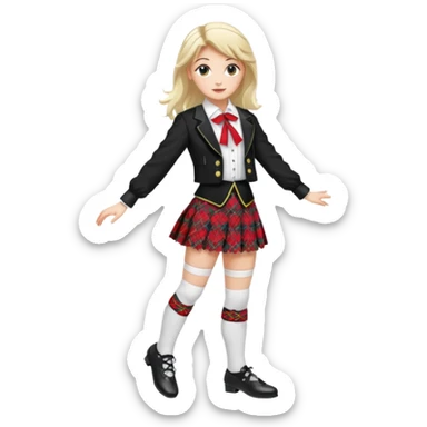 Highland dancing argyle just over the knee socks, blouse, highland dancing jacket, tartan miniskirt and highland dancing shoes sticker