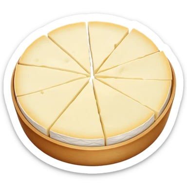 cinematic-realistic-brie-cheese-emoji,-featuring-soft-ripened-cheese-with-a-delicate white rind-rendered-with-lifelike-detail-and-inviting,-natural-lighting sticker