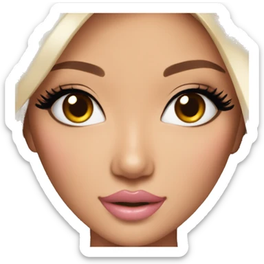 asian glamorous barbie slightly tan lashes sticker