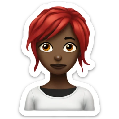 black emo girl with red hair  sticker