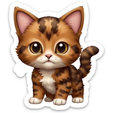A high-resolution photo-realistic digital illustration of a brown tortoiseshell kitten, chest upward sticker