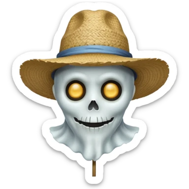 ghost farmer portrait, head and shoulders only, straw hat, spooky pale face, cracked skin, haunted vibe, 3D cartoon, mobile game icon style, clean background, no text, no watermark
 
 sticker