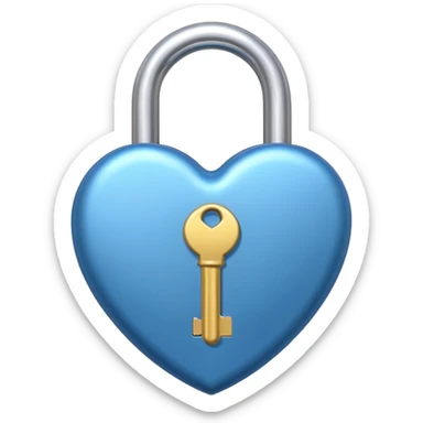 A blue shade heart-shaped lock with a silver key sticker