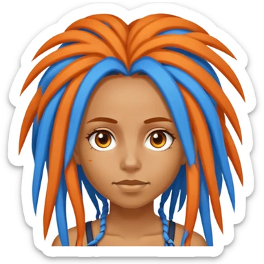 girl with orange and blue dreadlocks sticker