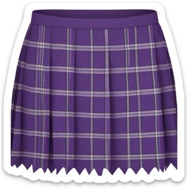 Purple tartan pleated mini skirt, isolated sticker