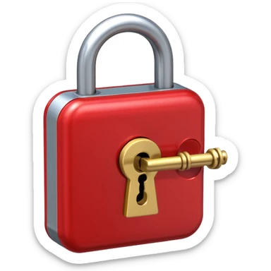 Closed padlock with a key inserted into it sticker