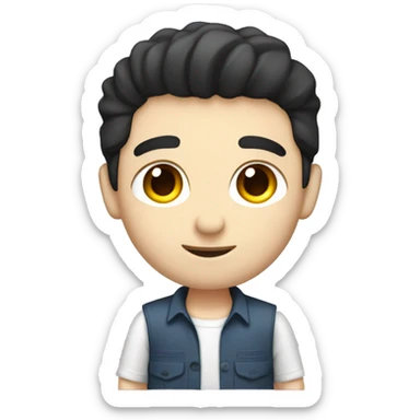 mechanic man black hair, dark eyes, pale skin, and screwdriver on hand sticker