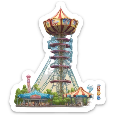 Amusement park drop tower sticker