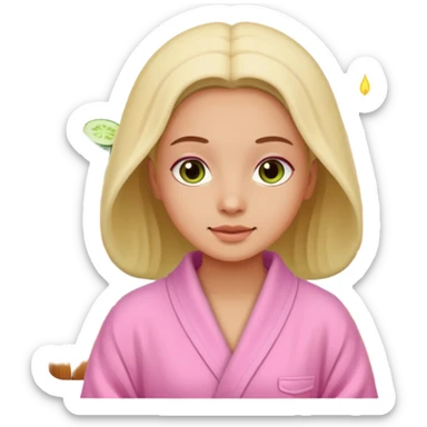 🧖‍♀️this with cucumber eyeys at a spa and a pink robe sticker