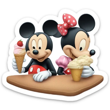Mikey mouse eating minne ice cream sticker