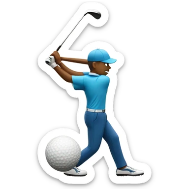 Golfer hitting football with driver sticker