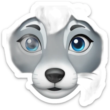 dark female gray wolf blue eyes  sticker