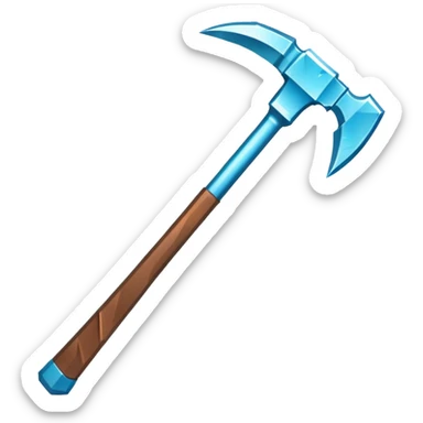 Minecraft diamond pickaxe with brown handle sticker