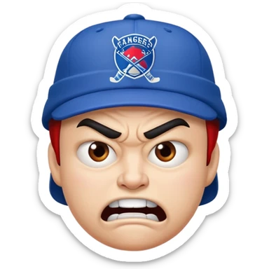 Butt with an angry face and rangers hockey hat  sticker