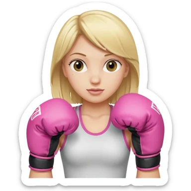blonde girl wearing pink boxing gloves sticker