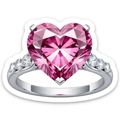 Pink heart diamond ring sticker