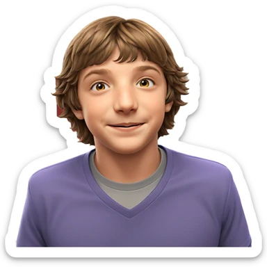 smiling boy with brown hair sticker