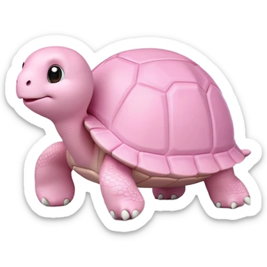 light pink turtle, cute, adorable, looks like a stuffed animal with no details in skin, similar to the 3D emoji version sticker