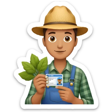 farmer in id card sticker