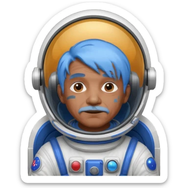 old man, brown skin astronaut with blue hair sticker
