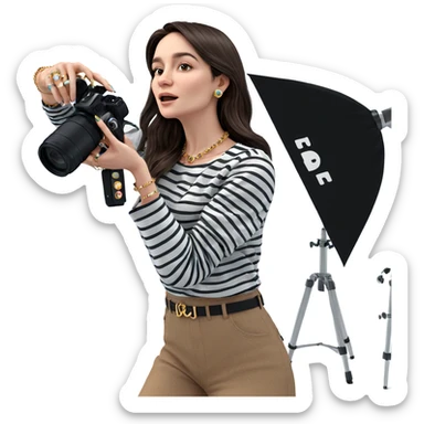 girl with jewelry and camera sticker