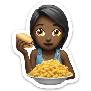 Girl eating a lot sticker