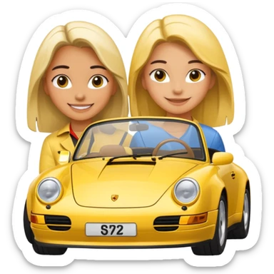 Yellow Porsche 911 992 with girls sticker