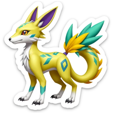 Meloetta-Vernid-Renamon-Lombax-Sergal-Pokémon-Digimon-Fakémon-fusion-hybrid-creature sticker