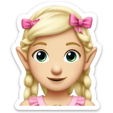 cute elf girl blonde hair with pink bows sticker