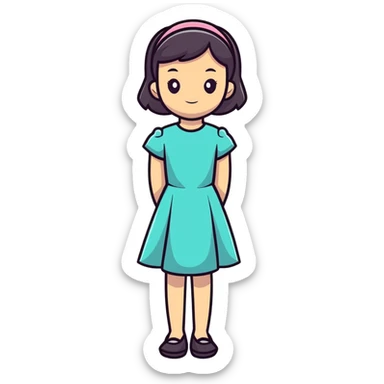 teen girl in a blue dress sticker
