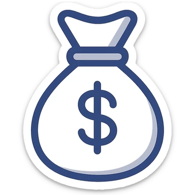 money bag icon, minimal lines, modern flat design sticker