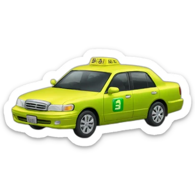 Japanese green yellow sedan taxi  sticker