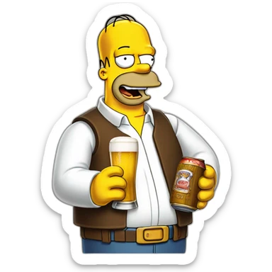 Homer simpson buvant une bière sticker