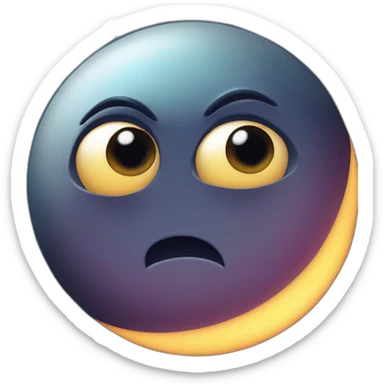 planet Mercury with a cartoon sleepy face with big courageous eyes sticker