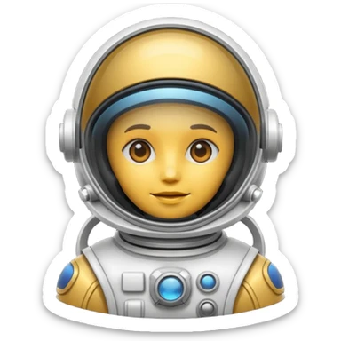 Futuristic astronaut helmet, sci-fi cartoon emoji, no background sticker