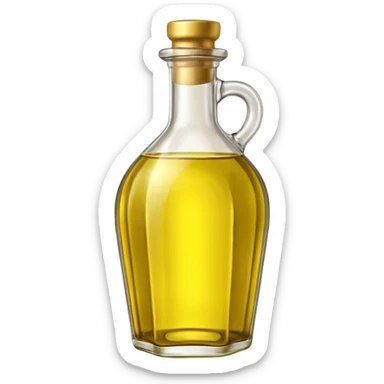 olive oil bottle object icon, glass bottle with golden olive oil, 3D cartoon, mobile game icon style, clean background, no text, no watermark
 sticker