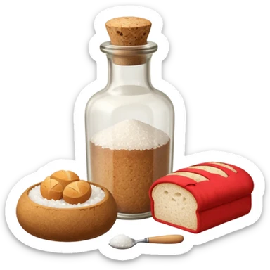  a one victorian bottle of salt and a loaf of bread - crochet needles and a ball of wool sticker