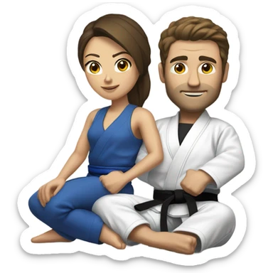 woman and brunette white man doing Jiu jitsu  sticker