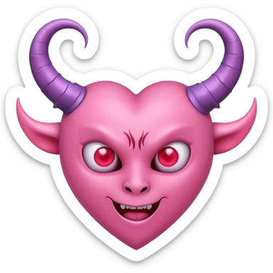 a plain pink heart with demon horns on it, no face sticker