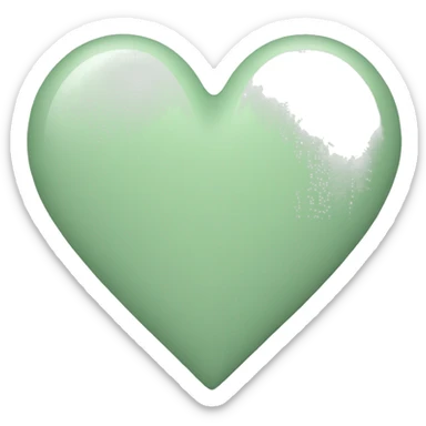 very pale sage green heart shape sticker