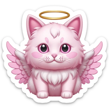 pastel pink spam angel cat with five glowing eyes sticker
