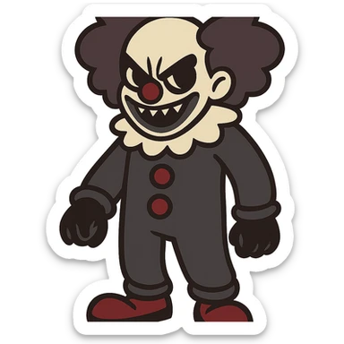 flat toon style dark clown with bold lines sticker
